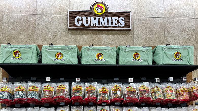 Display of Buc-ee's gummy bears
