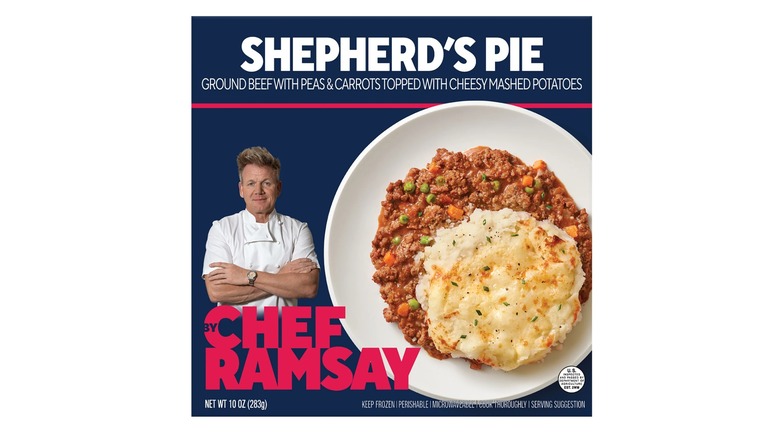 The cover of a box of the By Gordon Ramsay sheperd's pie frozen meal