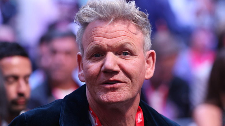 Gordon Ramsay with his mouth open at an event