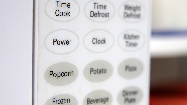 Close up of microwave control panel