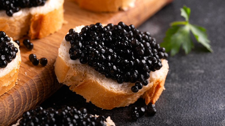 Black caviar on white bread