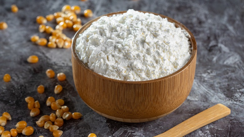 Bowl of cornstarch with kernels