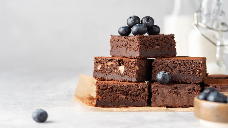 Brownies with fruit and milk 