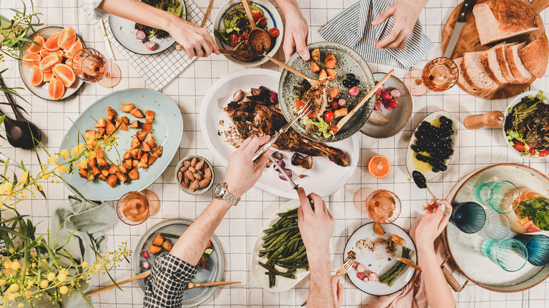 People eating snacks during party