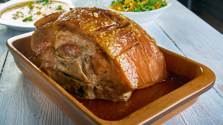 Pernil in baking dish