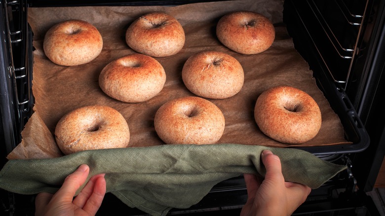 Bagels in the oven