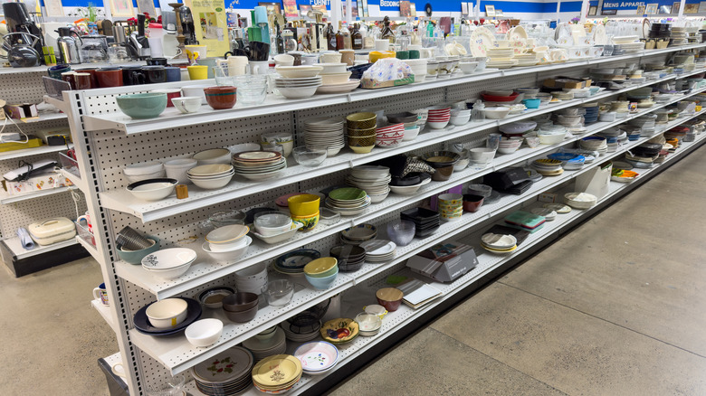 shelf of secondhand kitchenware