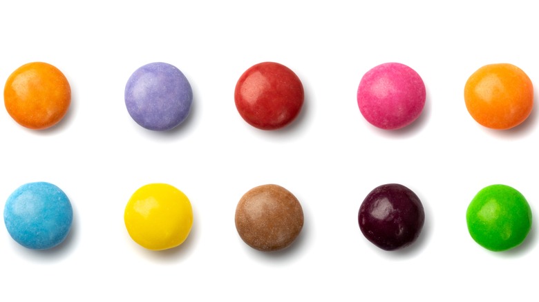 Colorful candies on white background