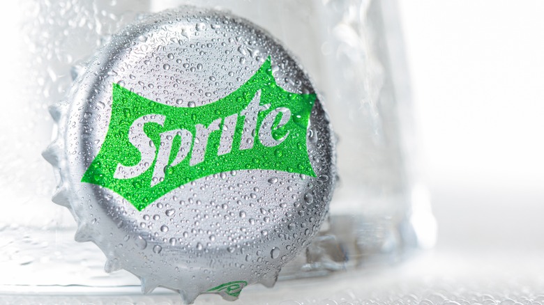 sprite bottle cap with condensation