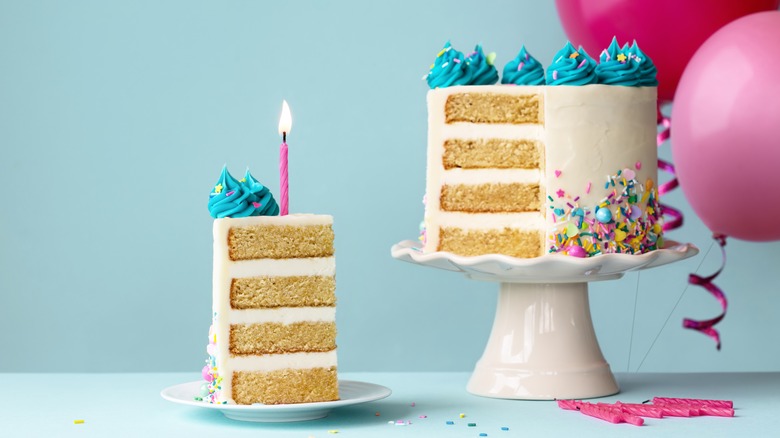 sliced birthday cake