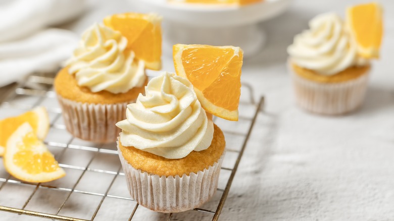 Orange cupcakes with buttercream frosting