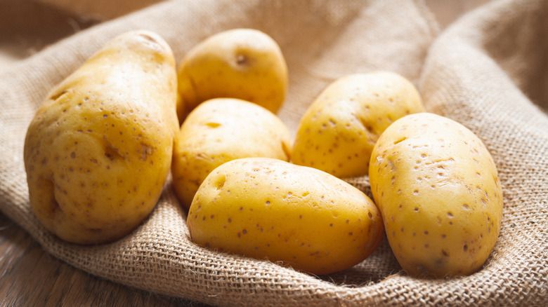 Pile of yukon gold potatoes