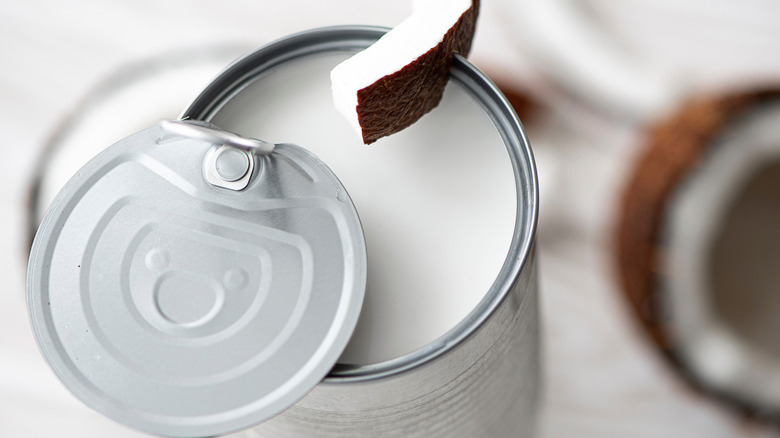 Open can of coconut milk