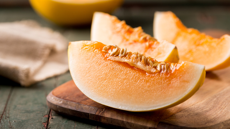 Cantaloupe melon with seeds 