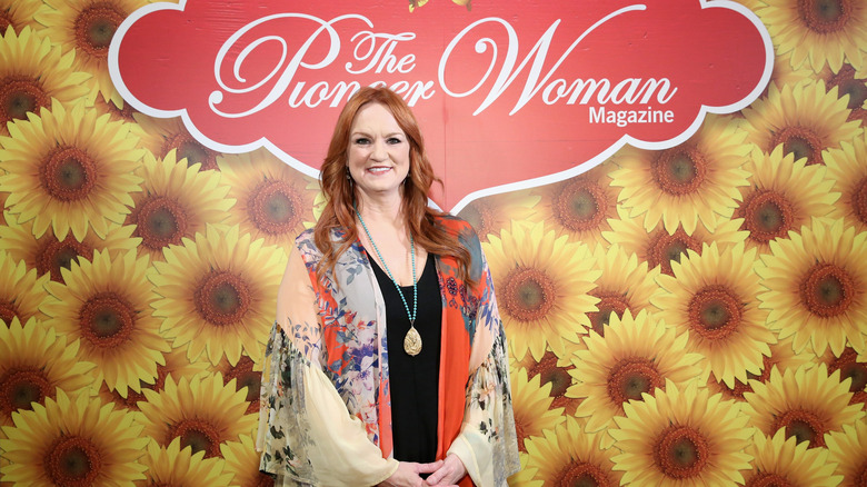 Ree Drummond in front of images of flowers and the words The Pioneer Woman Magazine