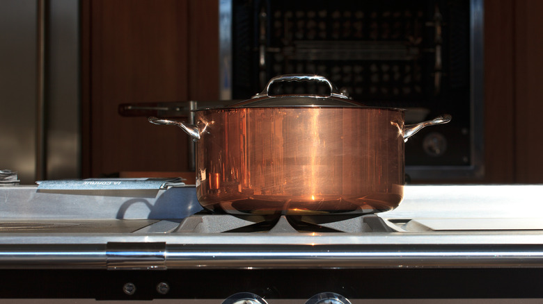 Copper pot on stovetop
