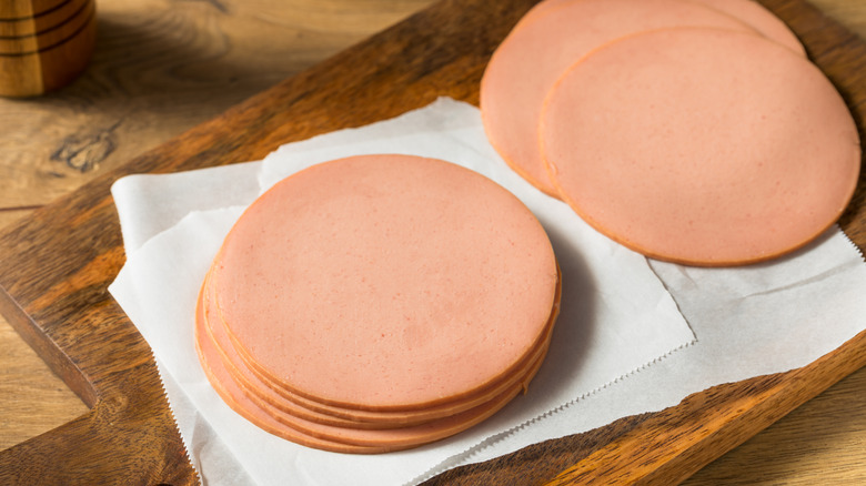 Slices of bologna.
