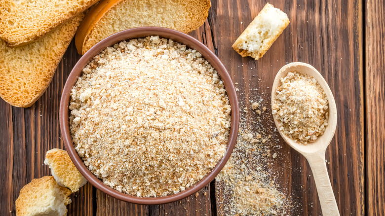 A bowl of breadcrumbs