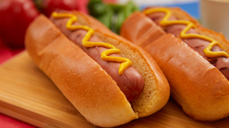 Hot dogs with mustard