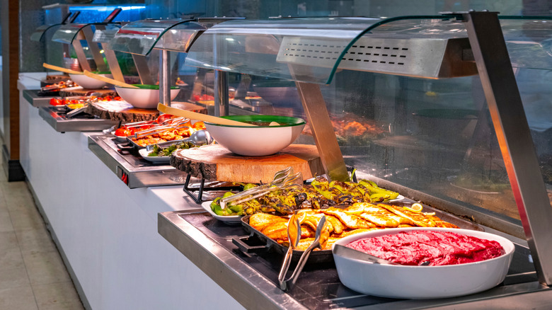 An open buffet at a luxury hotel