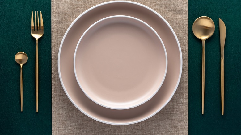 Beige plate and cutlery