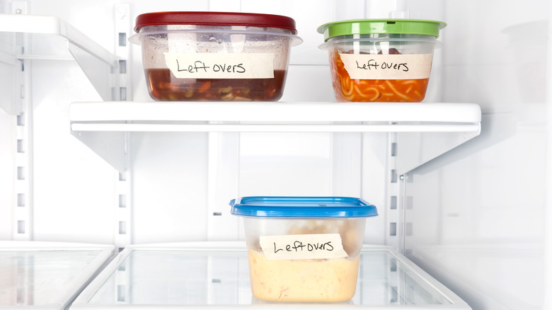 Leftover food in Tupperware containers 