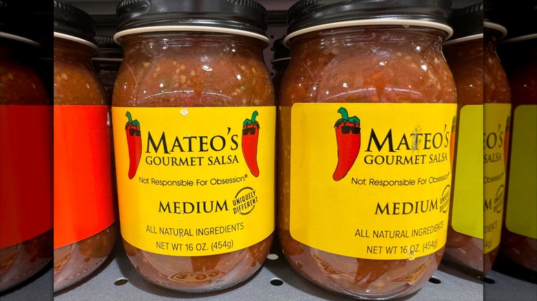 Two glass jard of Mateo's Gourmet Salsa, Medium