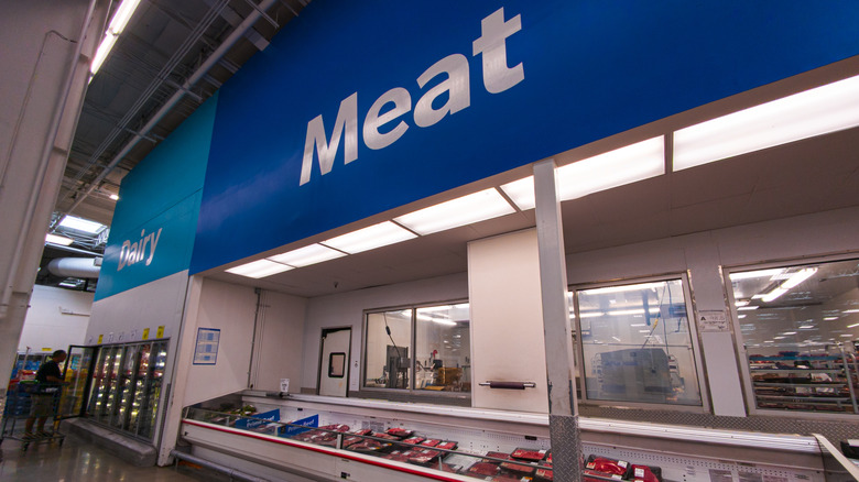 Sam's Club meat section with butcher's window