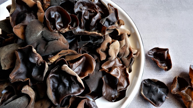 Mushrooms on a ceramic plate