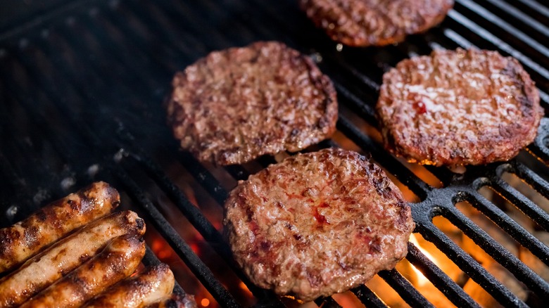 Burgers on grill 