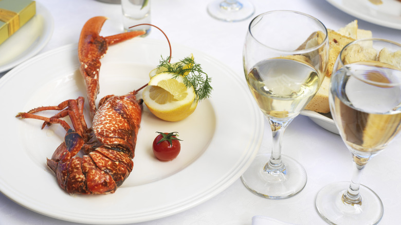 lobster on a restaurant table