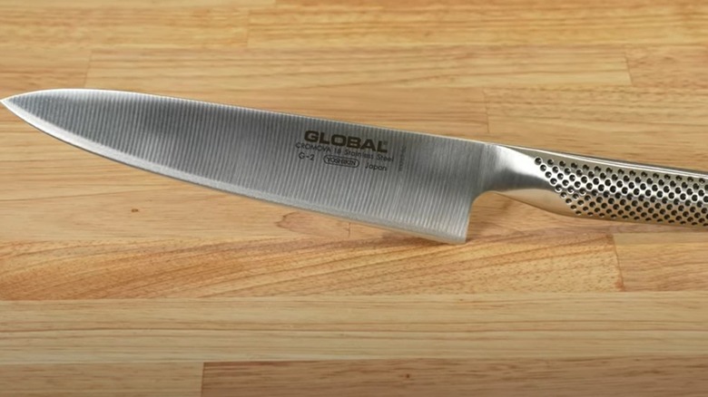 Global chef's knife on a table