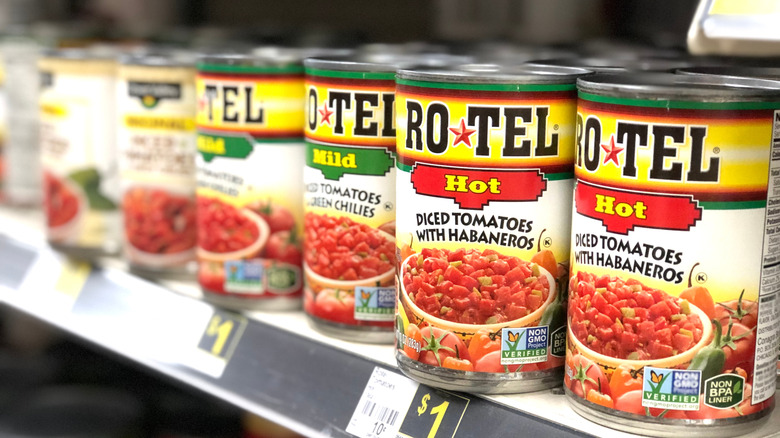 Cans of Rotel tomatoes