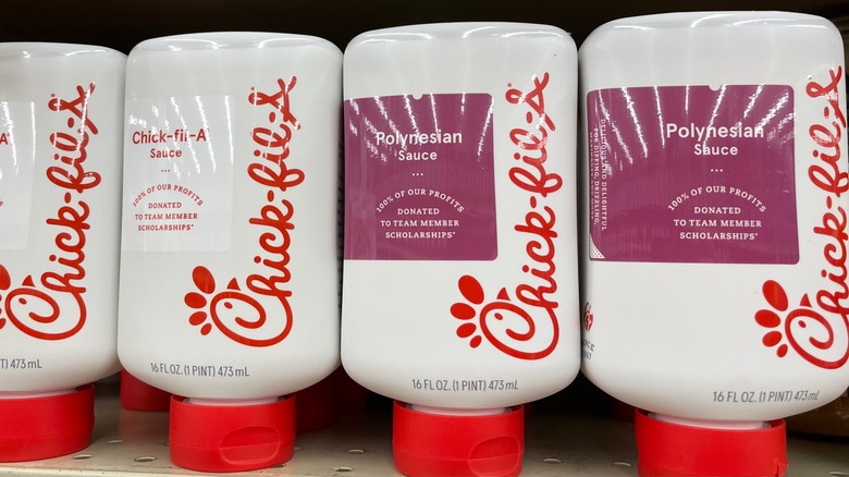 Chick-fil-A sauces on the shelf of a store