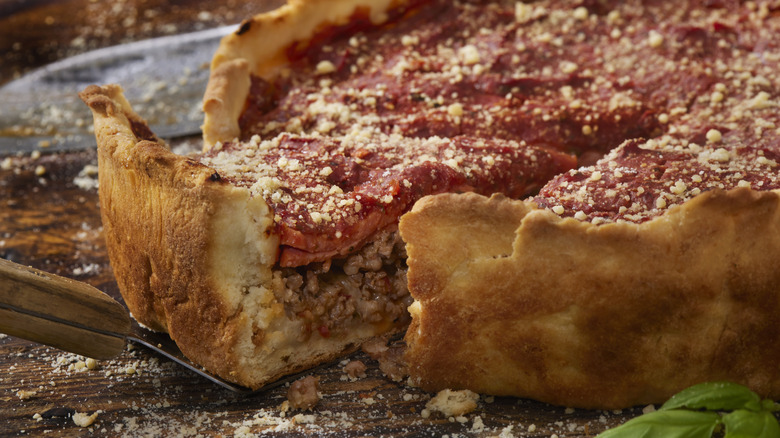 Chicago-style deep dish pizza