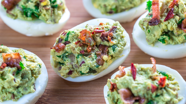 Bacon avocado deviled eggs