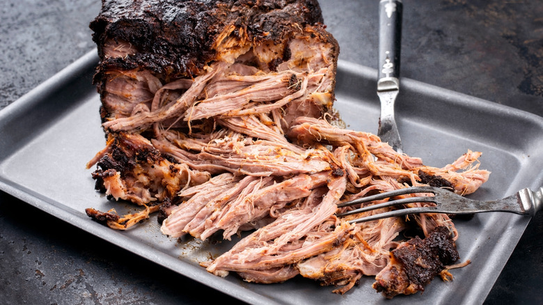 pulled pork on tray