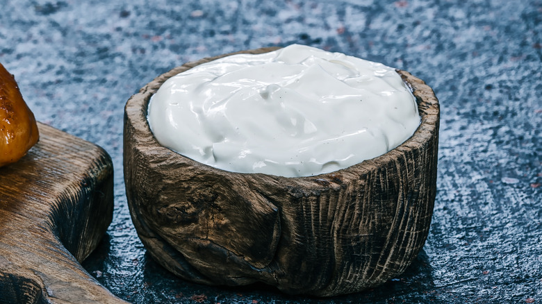 Ramekin of blue cheese dressing
