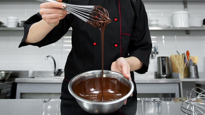 Chef tempering chocolate