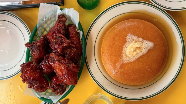 Golden Diner's honey butter pancakes and wings