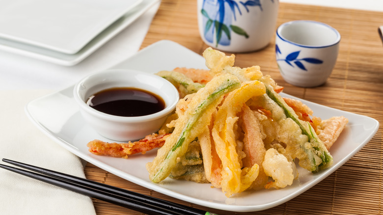 Vegetable tempura with soy sauce