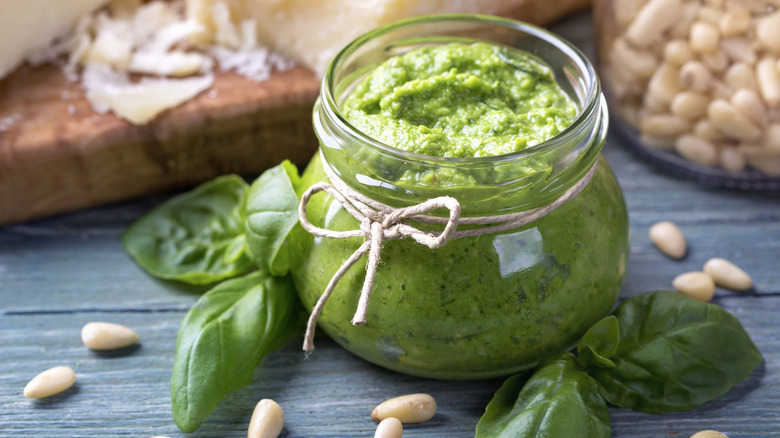 Jarred herb pesto