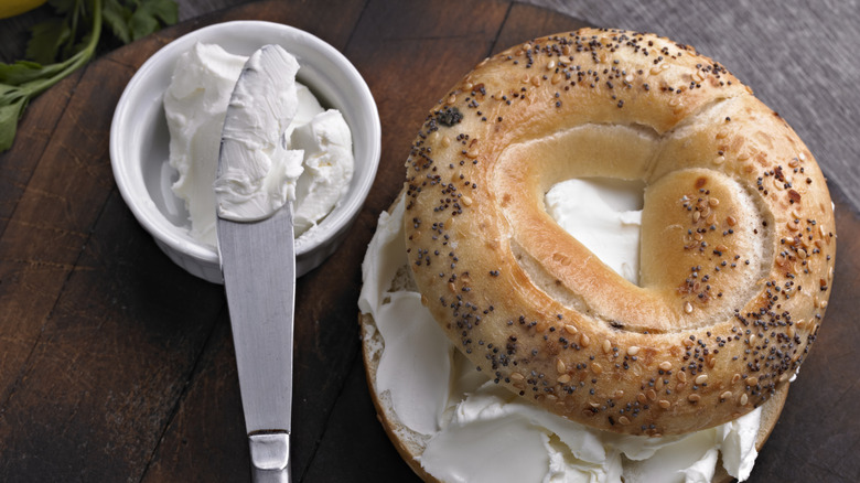 Everything bagel with cream cheese