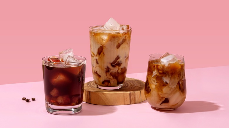 Iced coffee glasses with cream