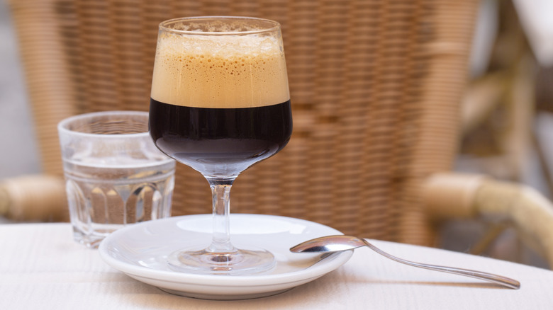 Shakerato with foam on plate