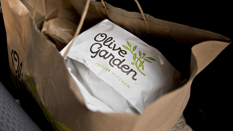 Olive Garden takeout in bag