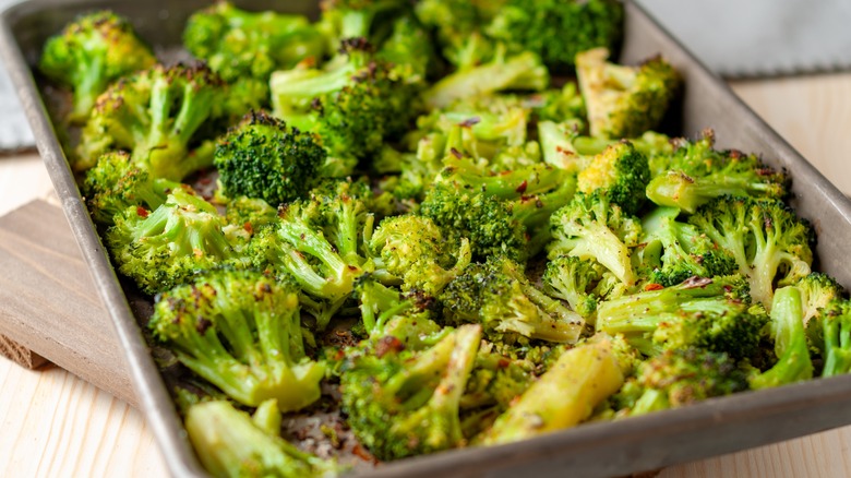 Roasted broccoli on sheet pan