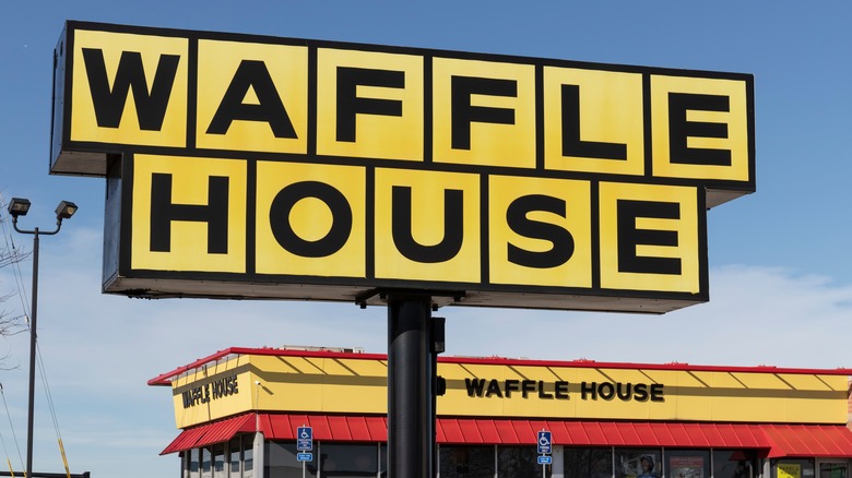 A waffle house sign