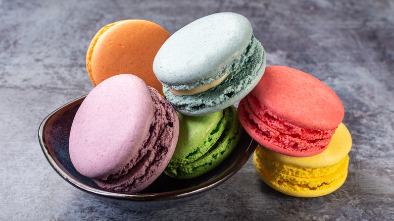 colorful French macaron cookies