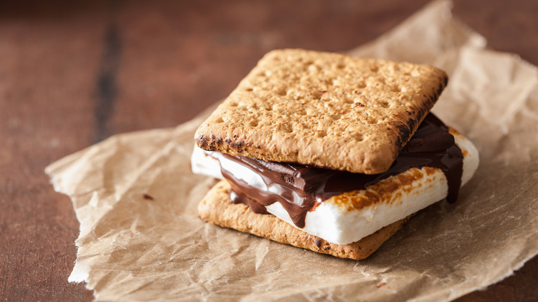 S'more on parchment paper